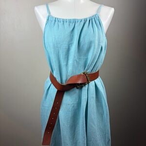 Beacon Cove S Light Blue 100% Linen maxi dress